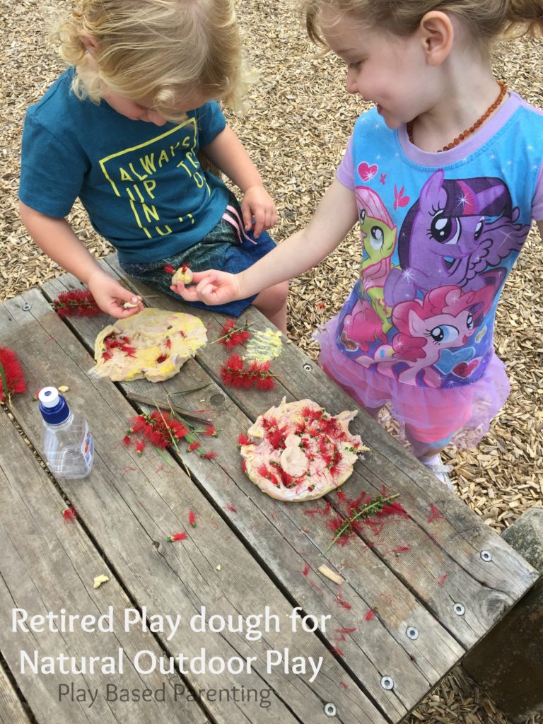 play dough outdoors with nature