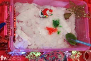 christmas sensory box play with real snow in australia
