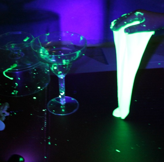 glowing ectoplasm slime. UV glow in the dark stretchy slime