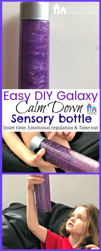 Easy DIY Galaxy Calm Down Sensory Bottle for Emotional regulation timeout and quiet play